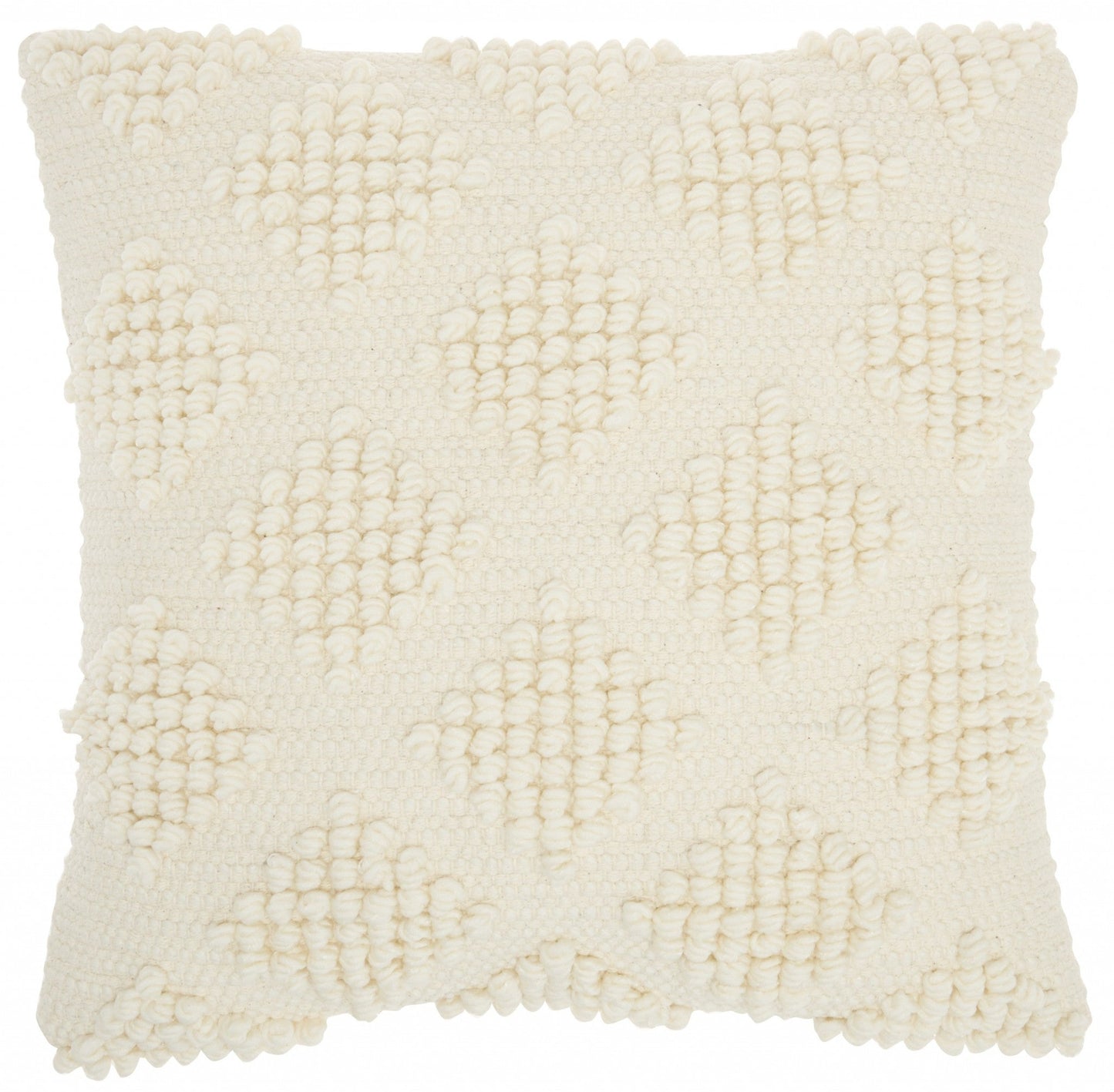 18" Ivory Textured Diamonds Throw Pillow FurniFindUSA
