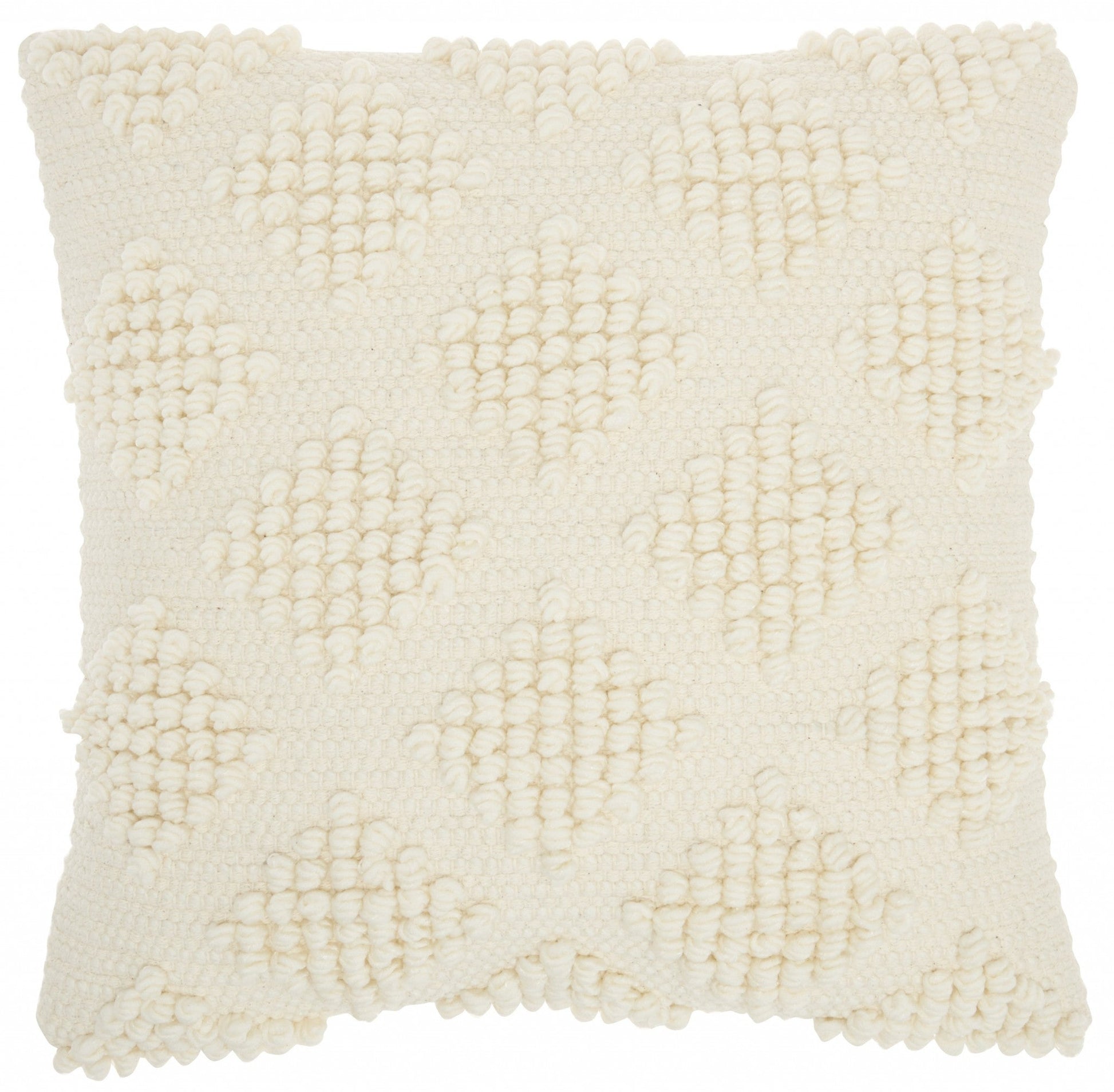 18" Ivory Textured Diamonds Throw Pillow FurniFindUSA