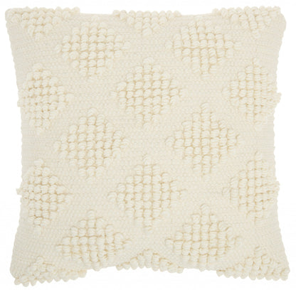 18" Ivory Textured Diamonds Throw Pillow FurniFindUSA