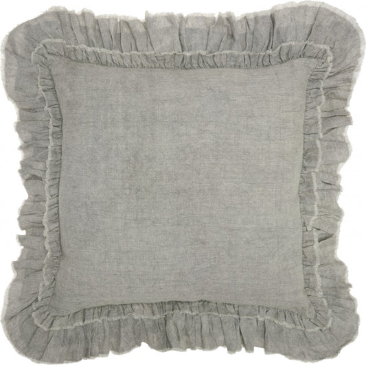 Dainty Ruffle Edged Light Gray Throw Pillow