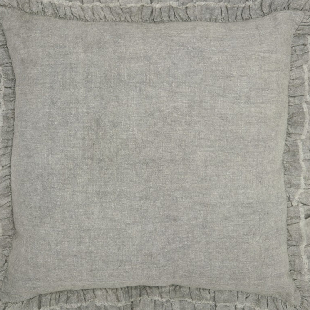 Dainty Ruffle Edged Light Gray Throw Pillow