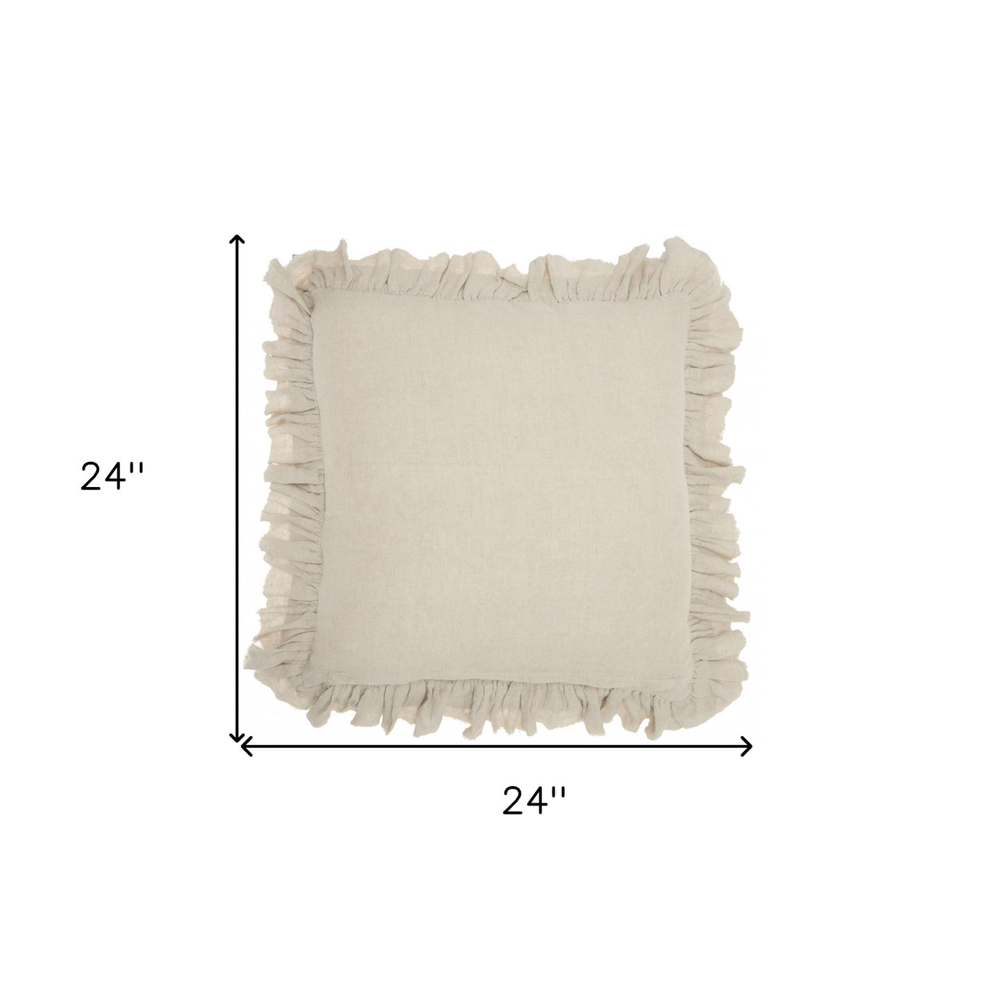 Dainty Ruffle Edged Beige Throw Pillow