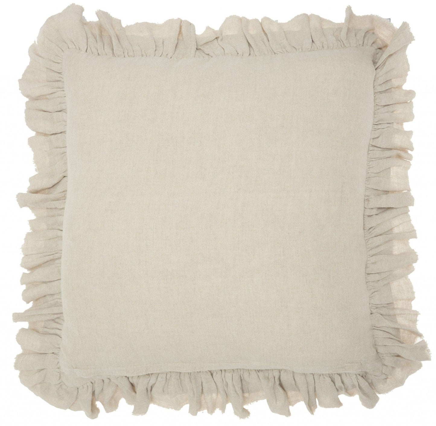 Dainty Ruffle Edged Beige Throw Pillow