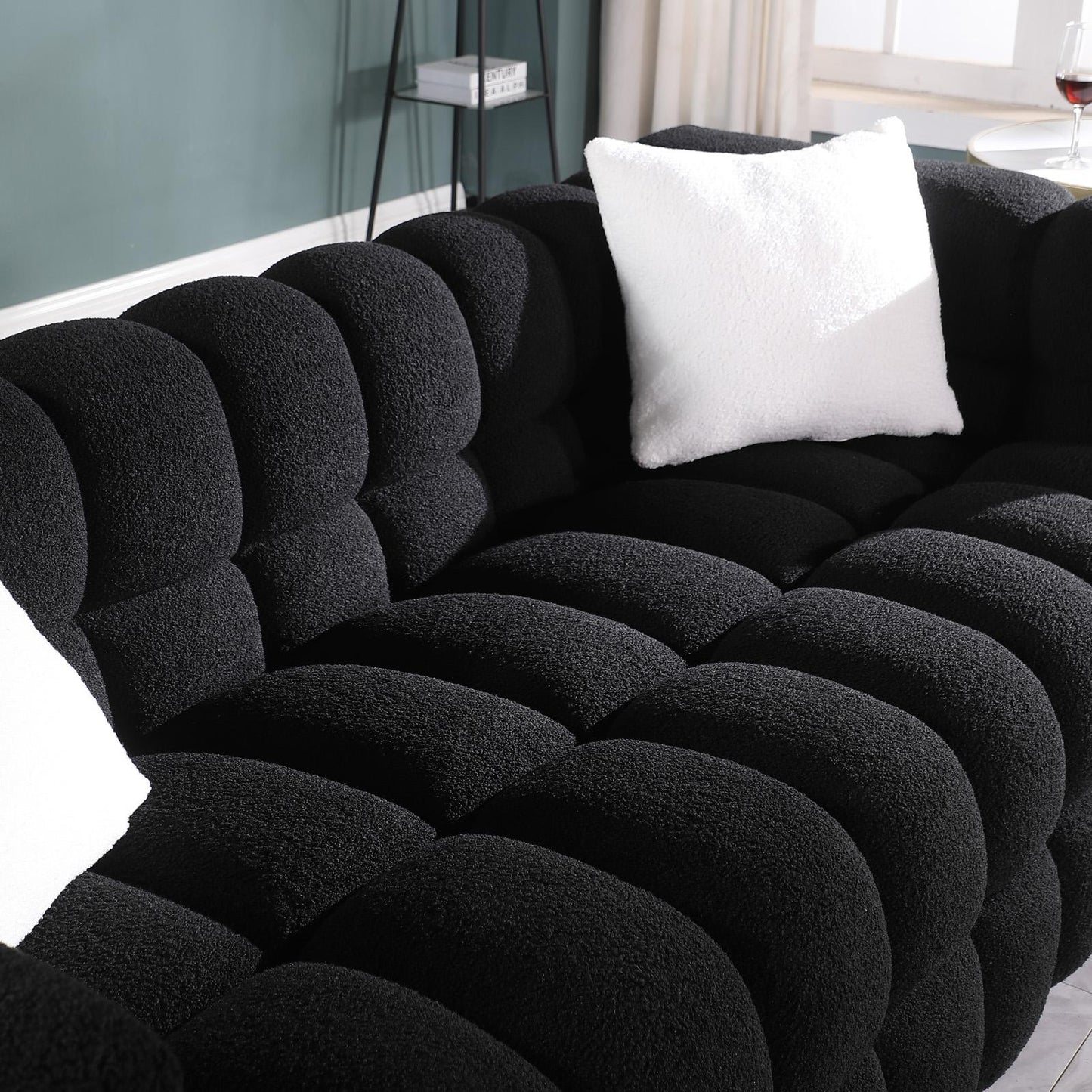 84.3 length ,35.83" deepth ,human body structure for USA people, marshmallow sofa,boucle sofa ,3 seater