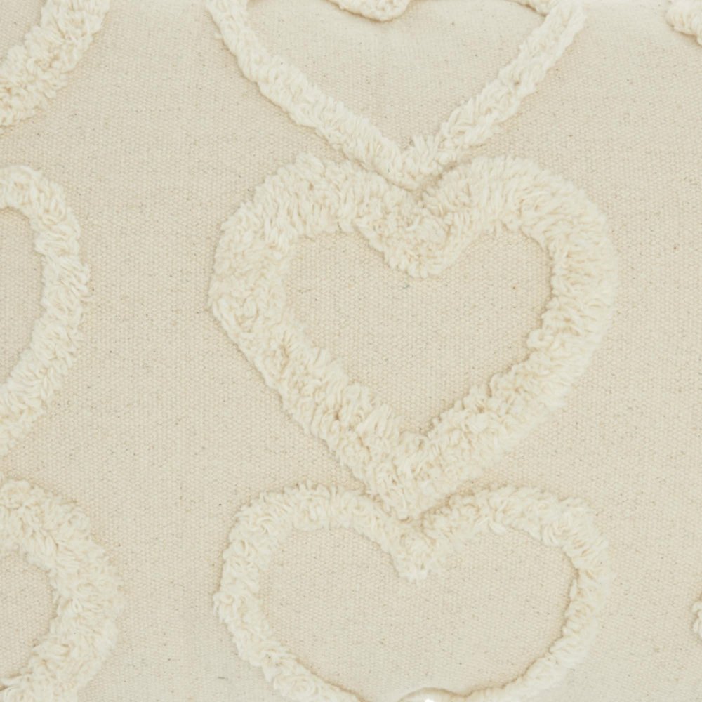 14" X 20" Off White Cotton Heart Throw Pillow — view 1