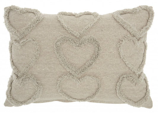 Whimsical Heart Detail Gray Lumbar Pillow