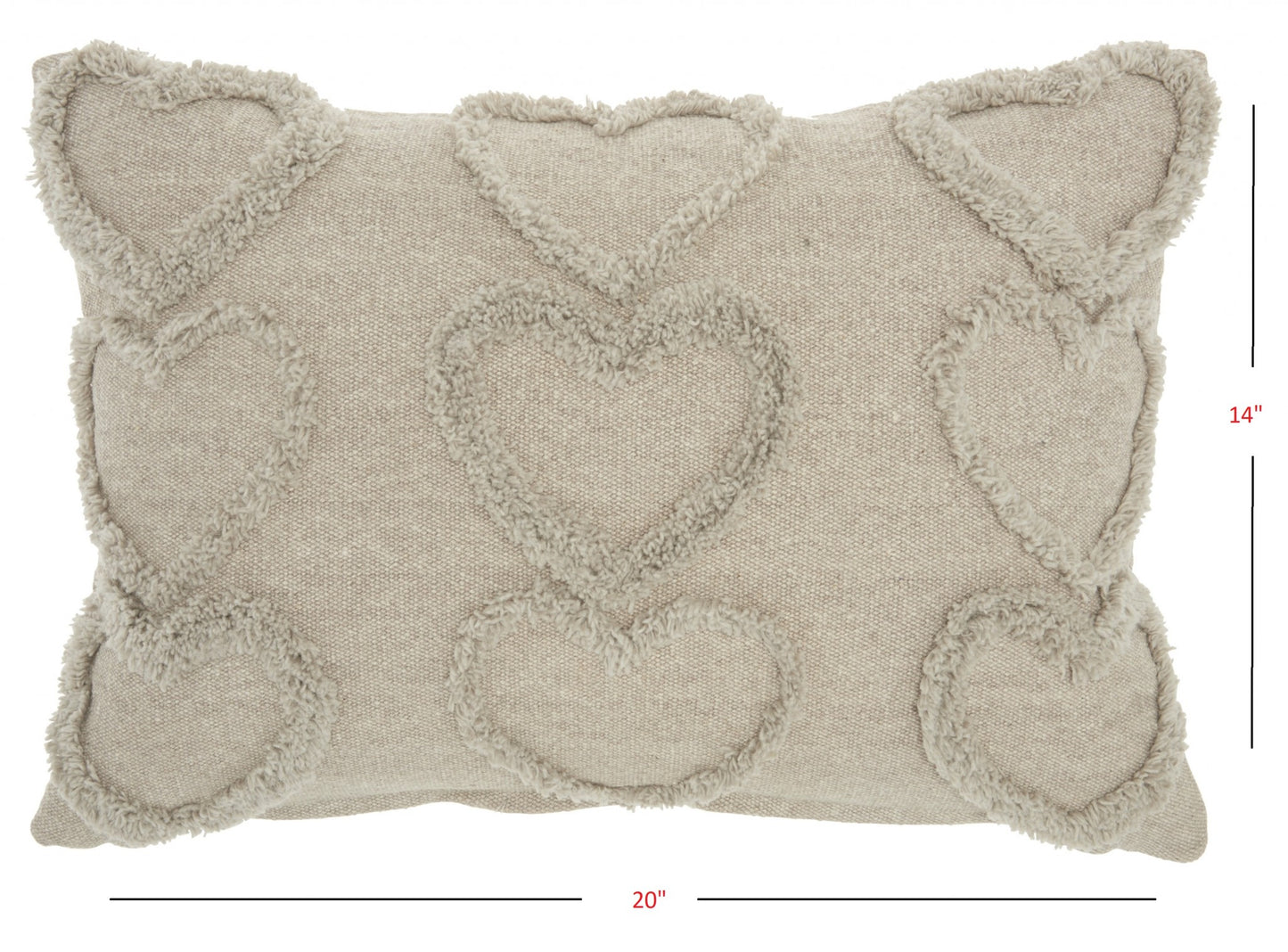 Whimsical Heart Detail Gray Lumbar Pillow