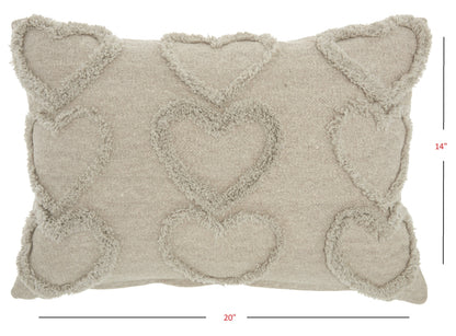 Whimsical Heart Detail Gray Lumbar Pillow