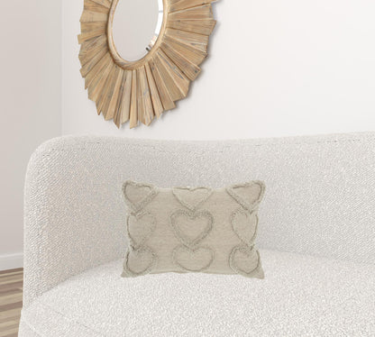 Whimsical Heart Detail Gray Lumbar Pillow