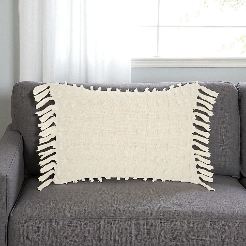 14" X 20" White Cotton Throw Pillow — view 5