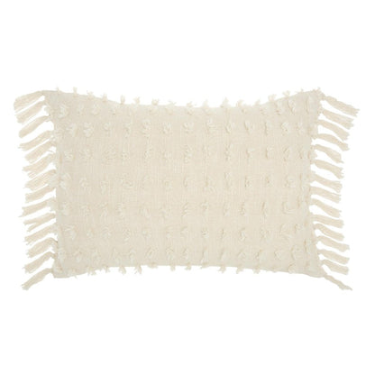 14" X 20" White Cotton Throw Pillow