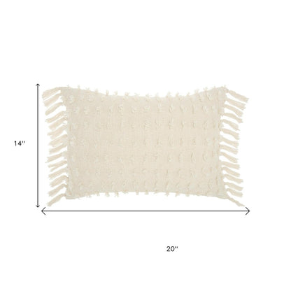14" X 20" White Cotton Throw Pillow