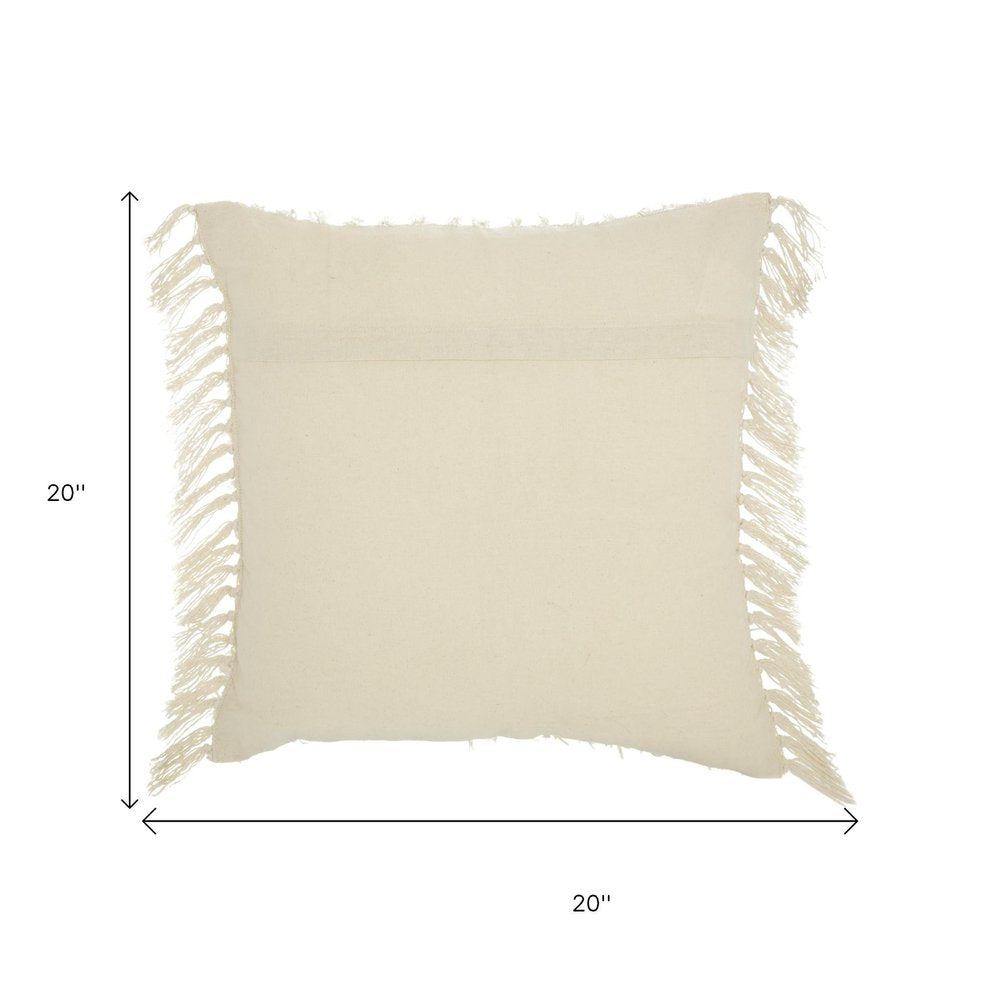 Tassel Detailed White Throw Pillow
