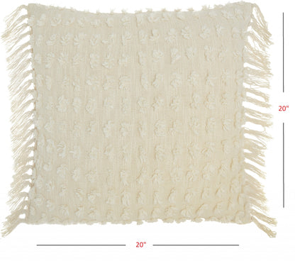 Tassel Detailed White Throw Pillow