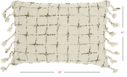 Brown And White Grid Detail Lumbar Pillow