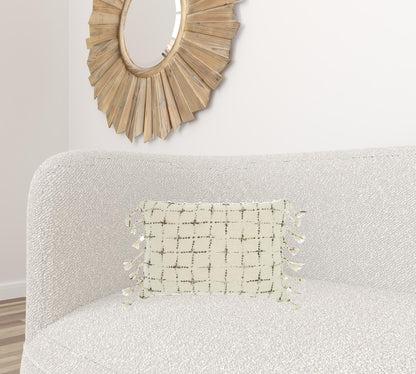 Brown And White Grid Detail Lumbar Pillow