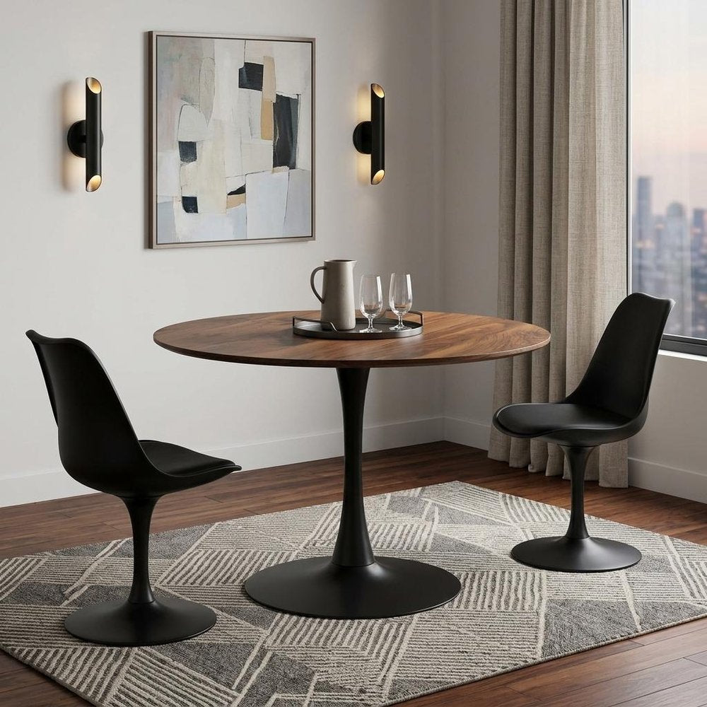 35" Steel Pedestal Base Dining Table HomeRoots