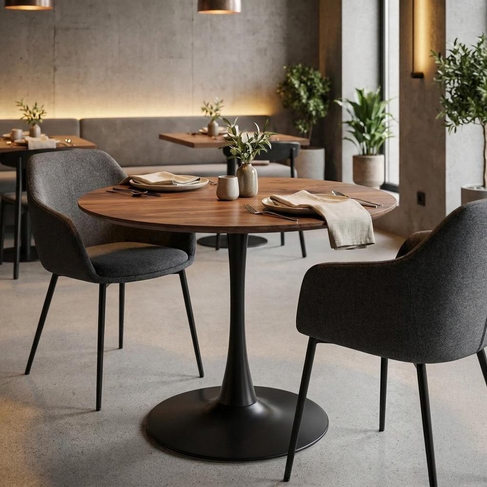35" Steel Pedestal Base Dining Table HomeRoots