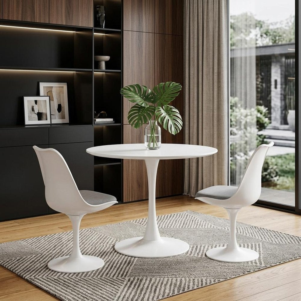 35" Steel Pedestal Base Dining Table HomeRoots