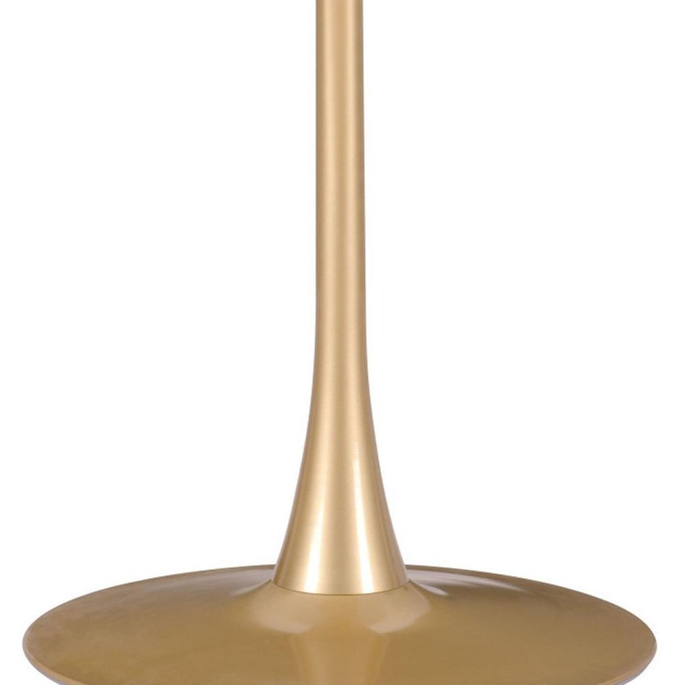 35" White and Gold Wood and Steel Pedestal Base Round Top Dining Table HomeRoots
