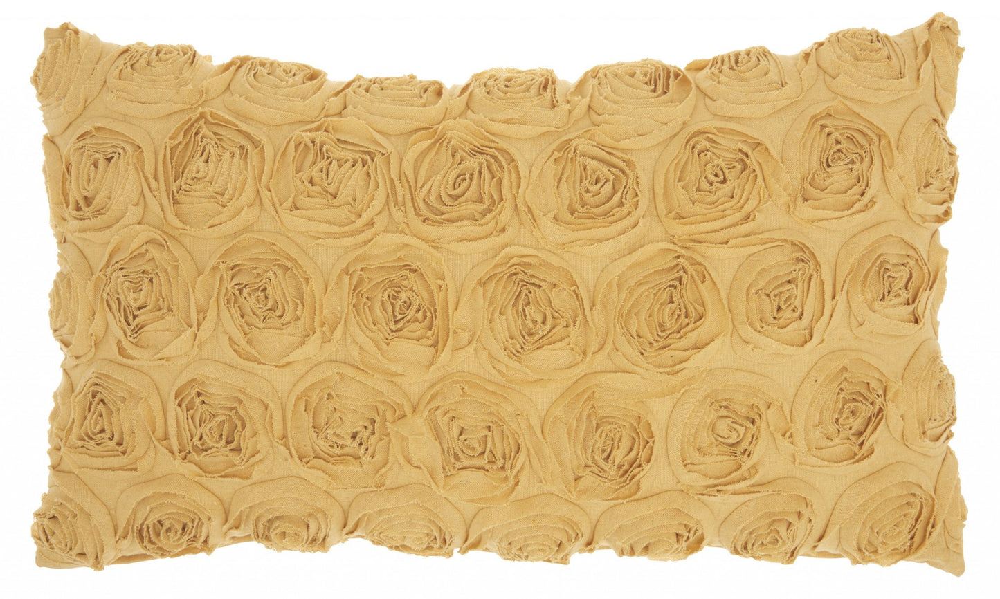 Yellow Embossed Rose Lumbar Pillow