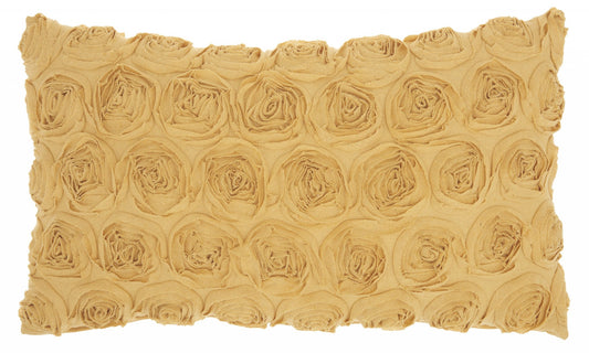 Yellow Embossed Rose Lumbar Pillow