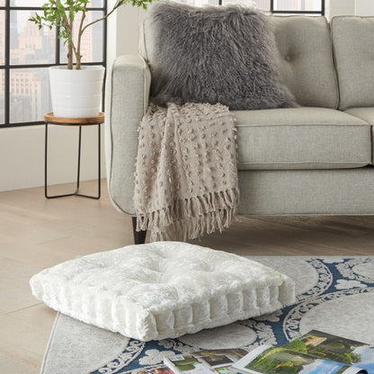 24" X 24" Ivory Polyester Solid Color Floor Cushion HomeRoots