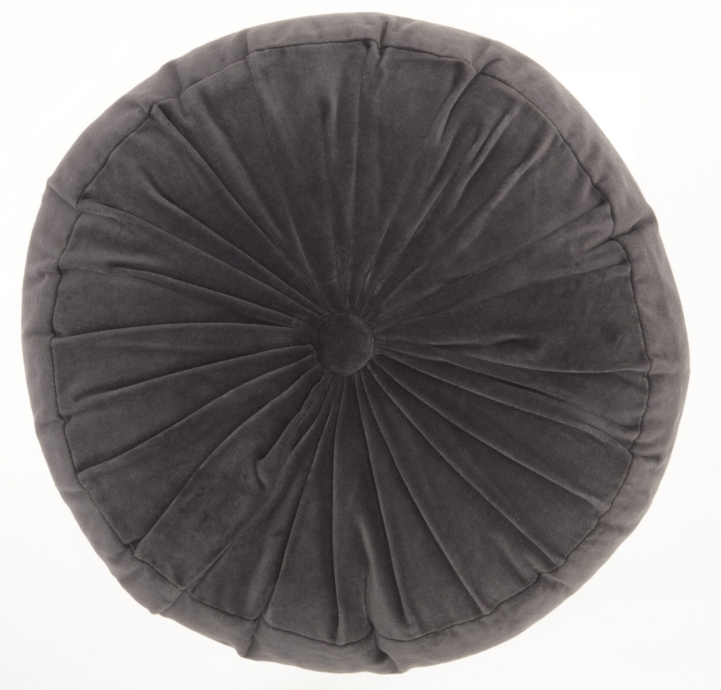 16" Dark Gray Round Tufted Velvet Throw Pillow FurniFindUSA