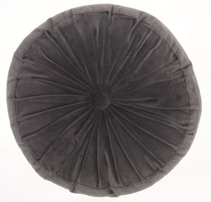 16" Dark Gray Round Tufted Velvet Throw Pillow FurniFindUSA
