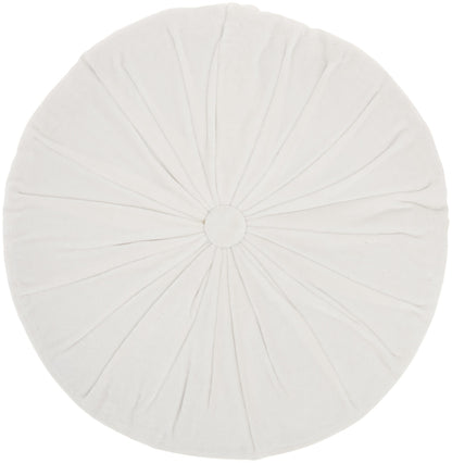 16" White Tufted Round Throw Pillow