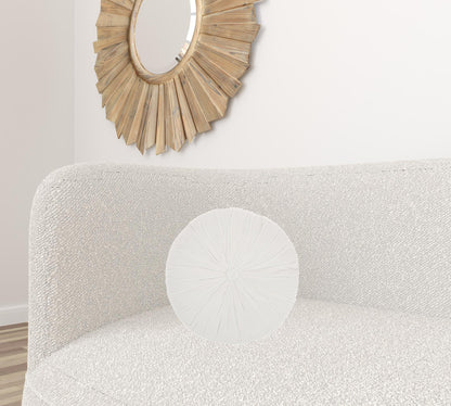 16" White Tufted Round Throw Pillow