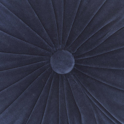 16" X 16" Dark Blue Round Velvet Throw Pillow