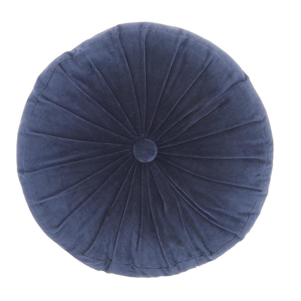 16" X 16" Dark Blue Round Velvet Throw Pillow — view 2