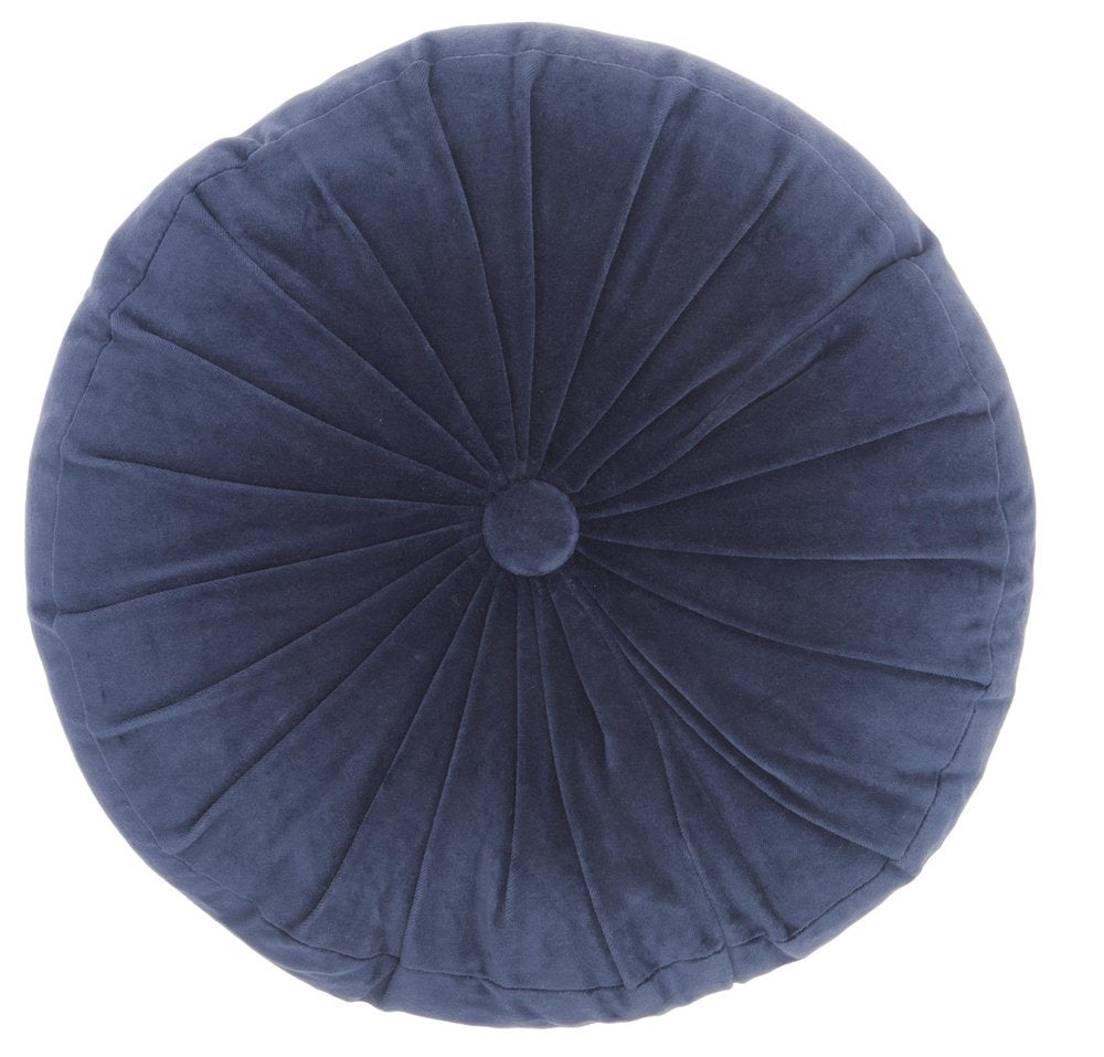 16" X 16" Dark Blue Round Velvet Throw Pillow — view 3