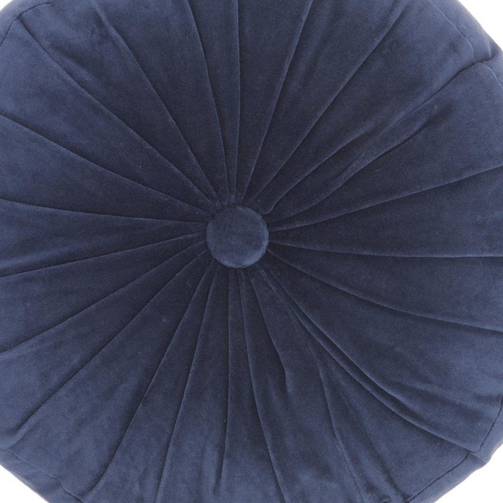 16" X 16" Dark Blue Round Velvet Throw Pillow — view 4