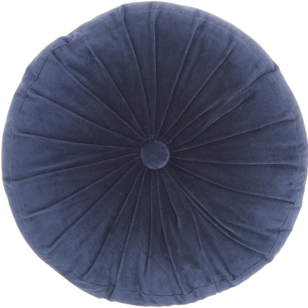 16" X 16" Dark Blue Round Velvet Throw Pillow — view 5