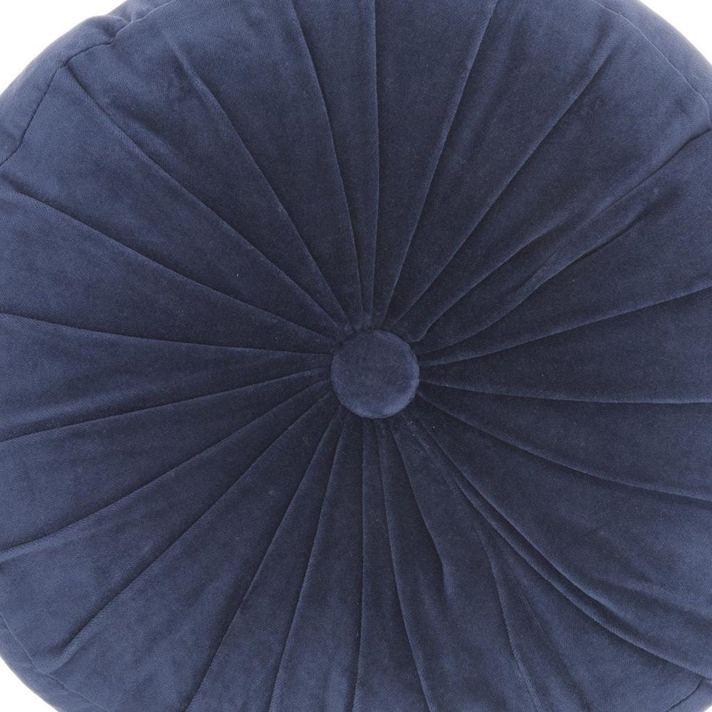 16" X 16" Dark Blue Round Velvet Throw Pillow — view 6
