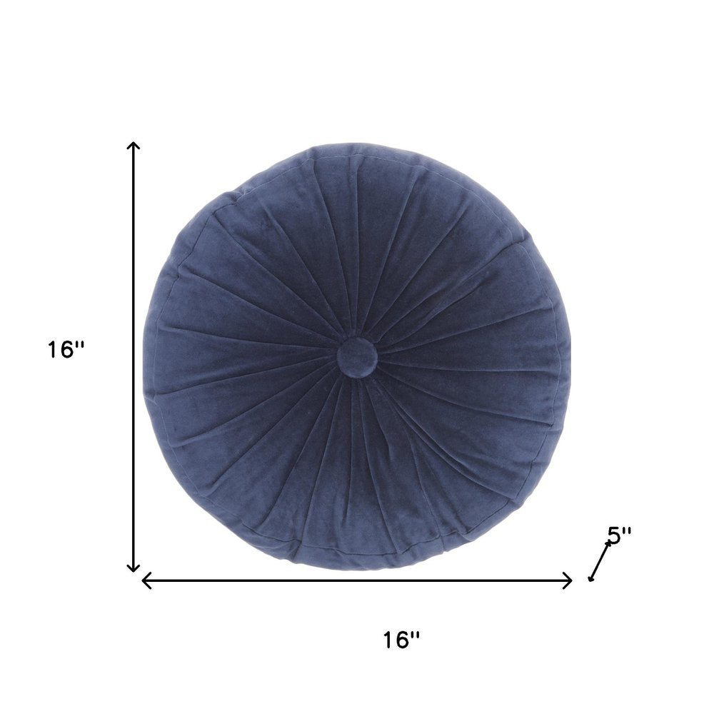 16" X 16" Dark Blue Round Velvet Throw Pillow — view 7