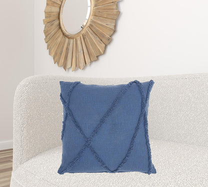 Royal Blue Abstract Shaggy Detail Throw Pillow