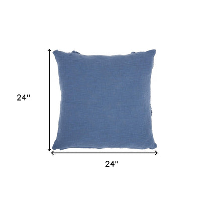 Royal Blue Abstract Shaggy Detail Throw Pillow