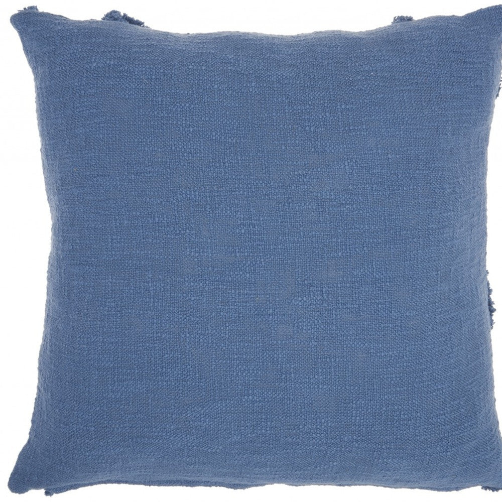 Royal Blue Abstract Shaggy Detail Throw Pillow