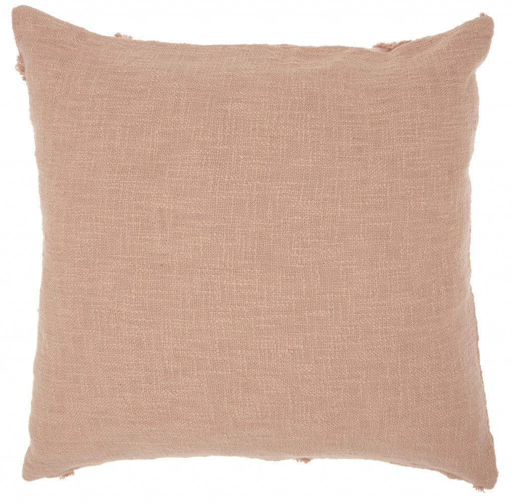 Tea Pink Abstract Shaggy Detail Throw Pillow