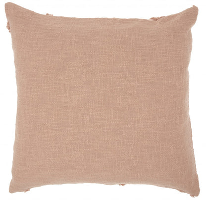 Tea Pink Abstract Shaggy Detail Throw Pillow