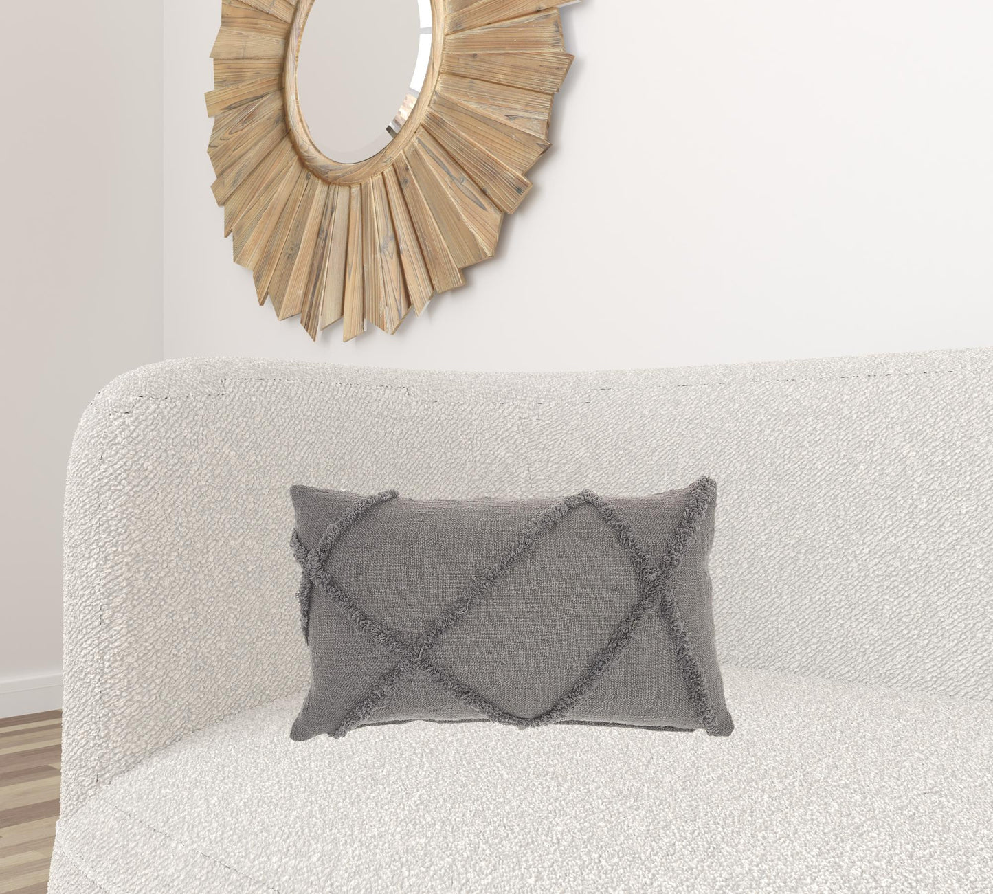 Gray  Abstract Shaggy Detail Lumbar Pillow