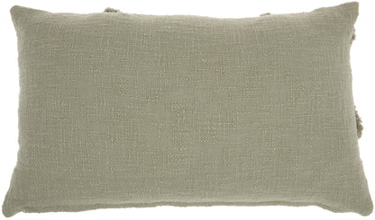 Light Abstract Khaki Green Shaggy Detail Lumbar Pillow