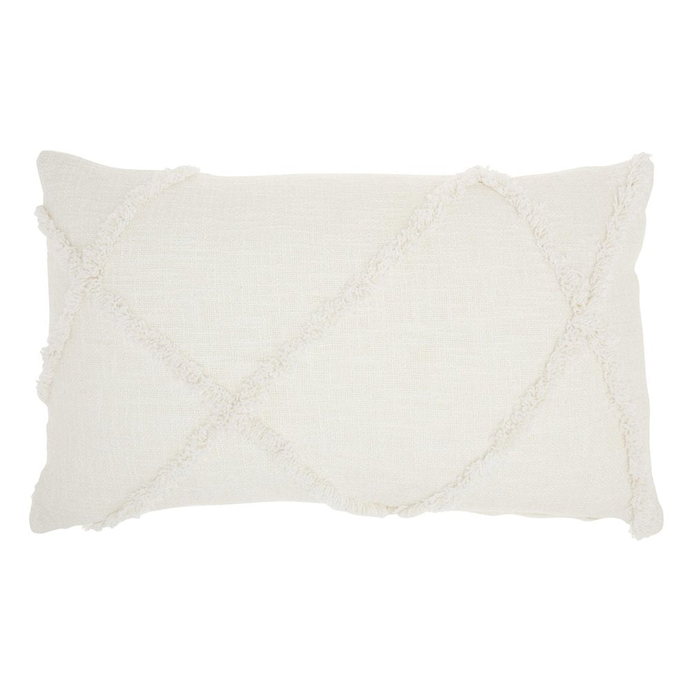 White Abstract  Shaggy Detail Lumbar Pillow — view 2