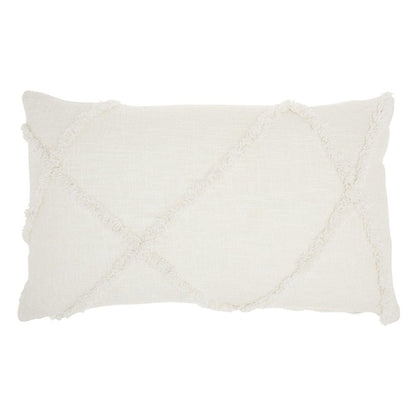White Abstract  Shaggy Detail Lumbar Pillow