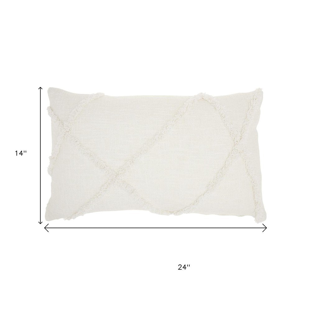 White Abstract  Shaggy Detail Lumbar Pillow — view 5