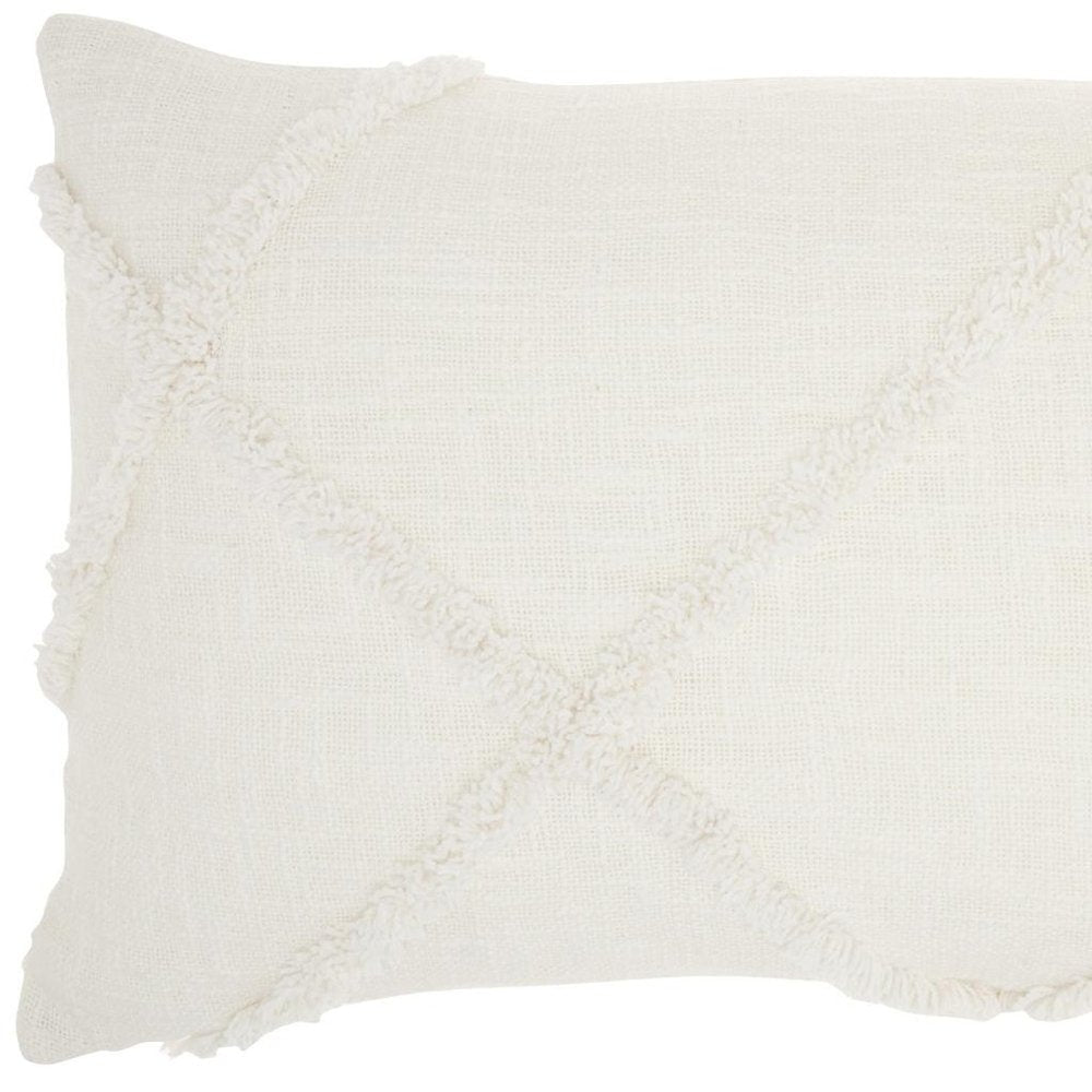 White Abstract  Shaggy Detail Lumbar Pillow — view 4