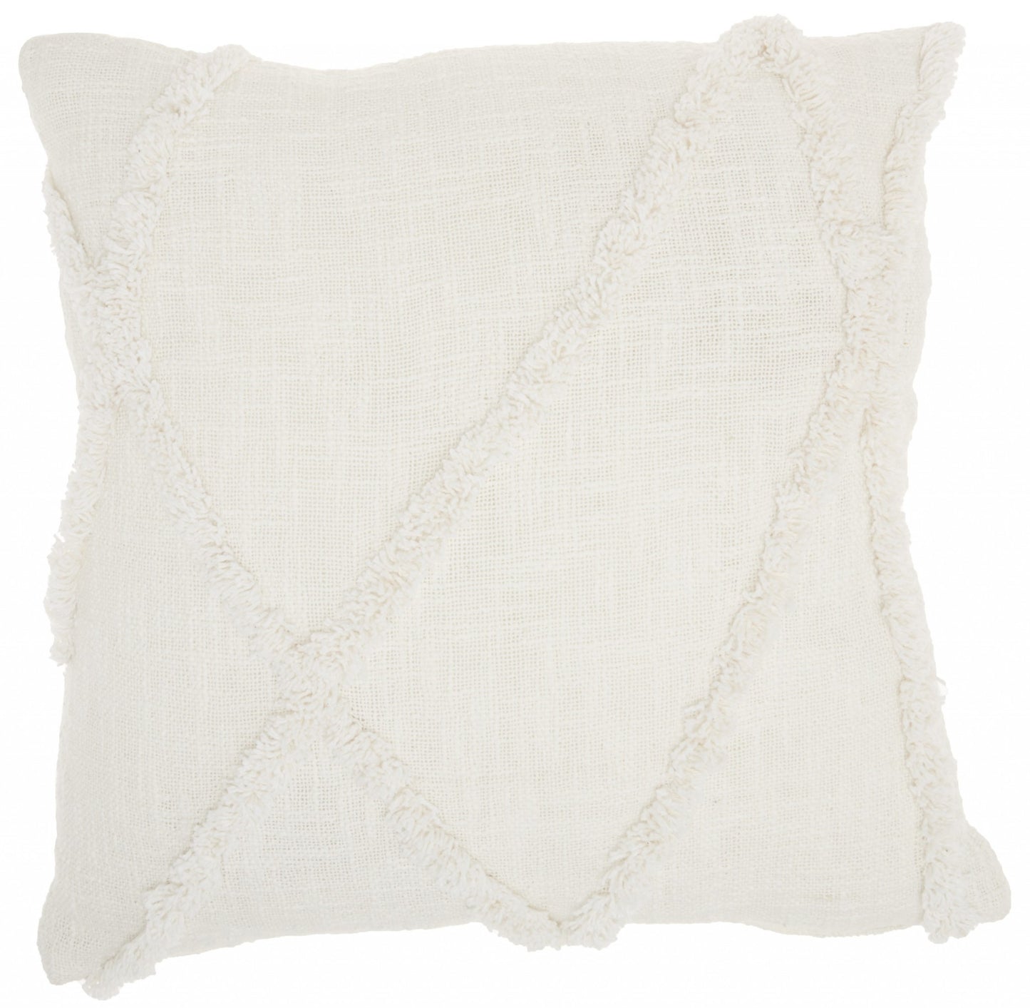 Boho Chic White Textured Lines Throw Pillow